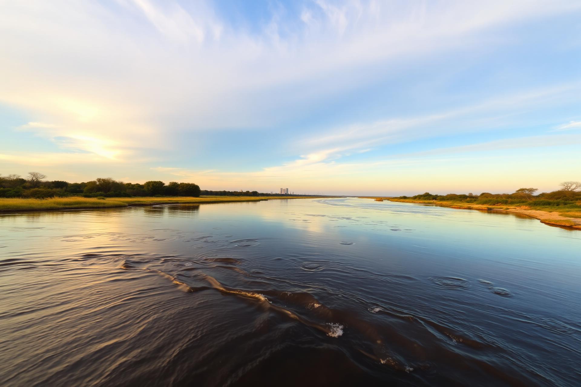 Serene view of the Red River in Texas at golden hour